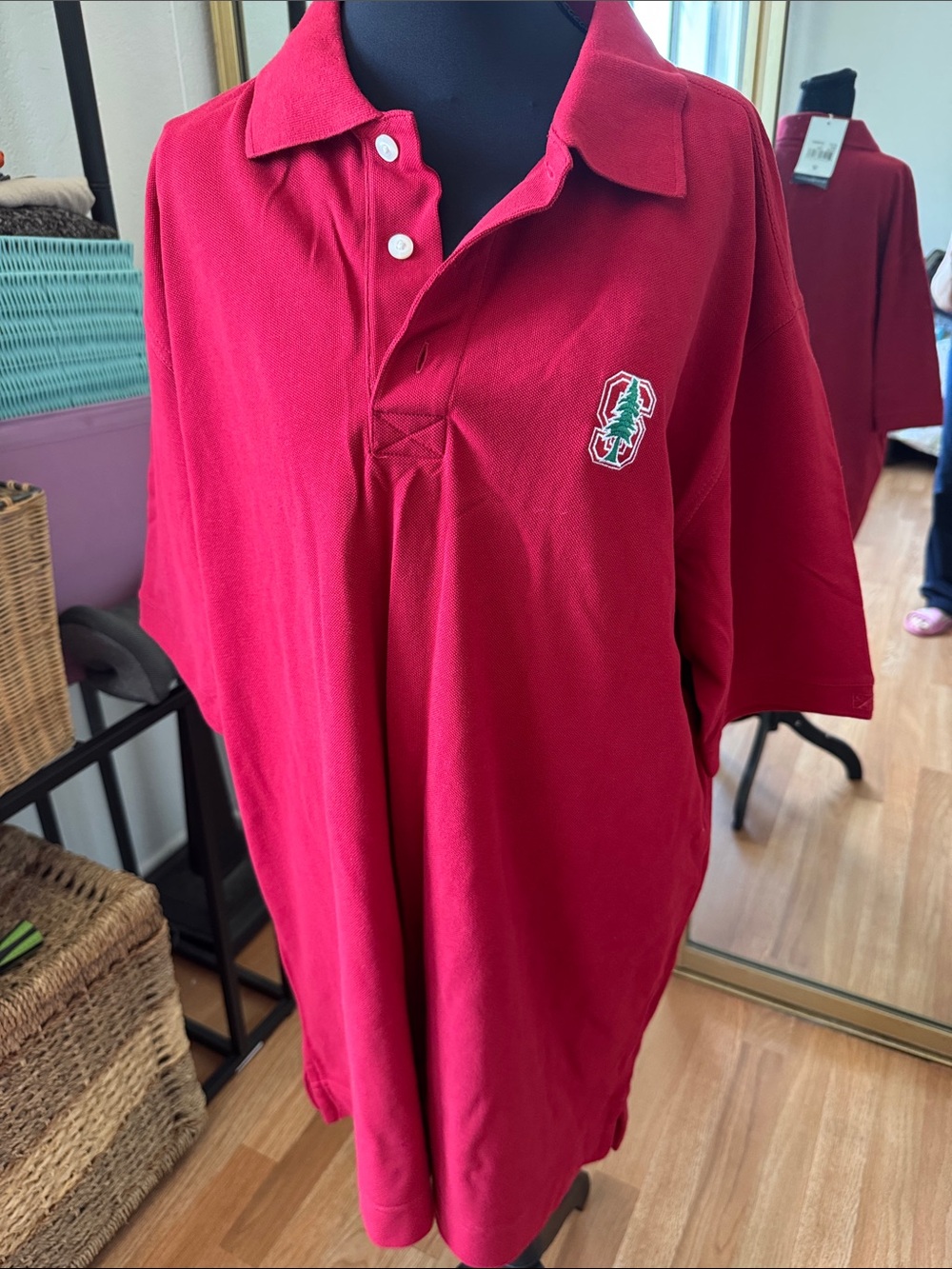 Men's Red Polo Shirt with Stanford logo , size Large